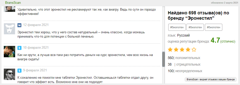 отзывы эронестил